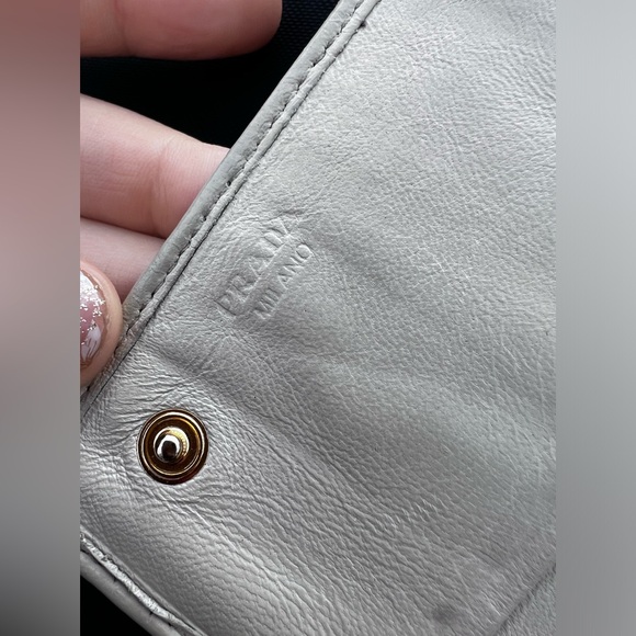 Prada Nappa Leather Gather Long Trifold Wallet Cera Cream Logo - Picture 15 of 17